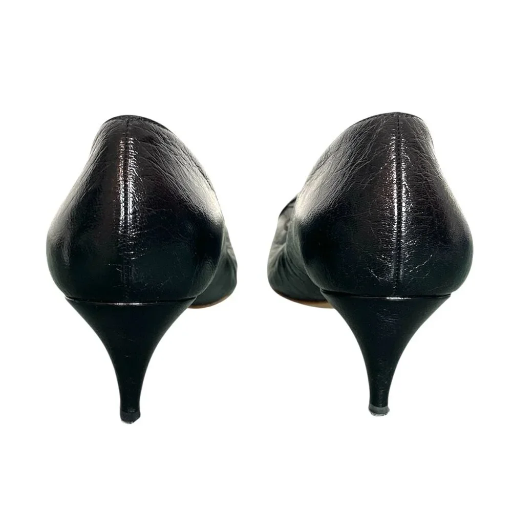 CHANEL Classic CC Logo Cap Toe Bow Elastic Pumps Heels \\ 37.5